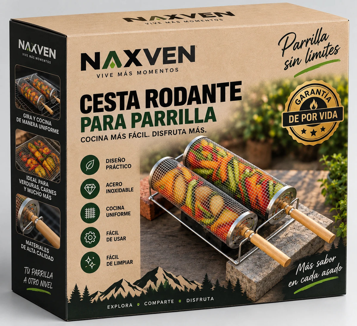 Empaque de la Cesta Rodante para Parrilla NAXVEN